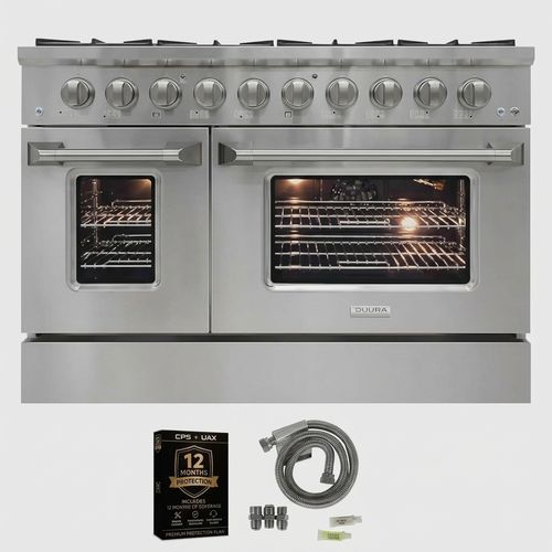 Duura DE480GRSKIT1 48-Inch Gas Range Double Convection Oven 8 Sealed Burners